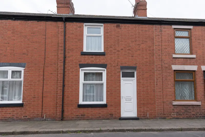 Small red-brick Victorian terraced house in Staffordshire